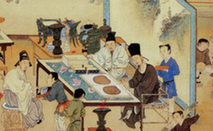 明代画家仇英《竹林品古》简介 现藏于北京故宫博物院